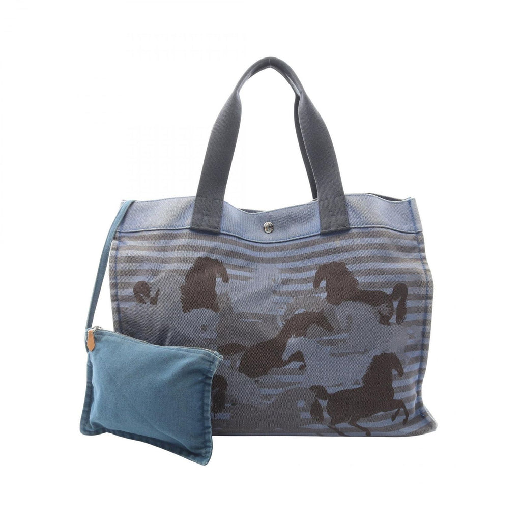 Hermes Tote Chevo en Camouflage Blue Black Canvas