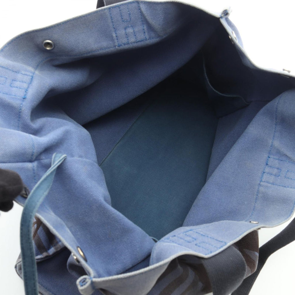 Hermes Tote Chevo en Camouflage Blue Black Canvas — view 3