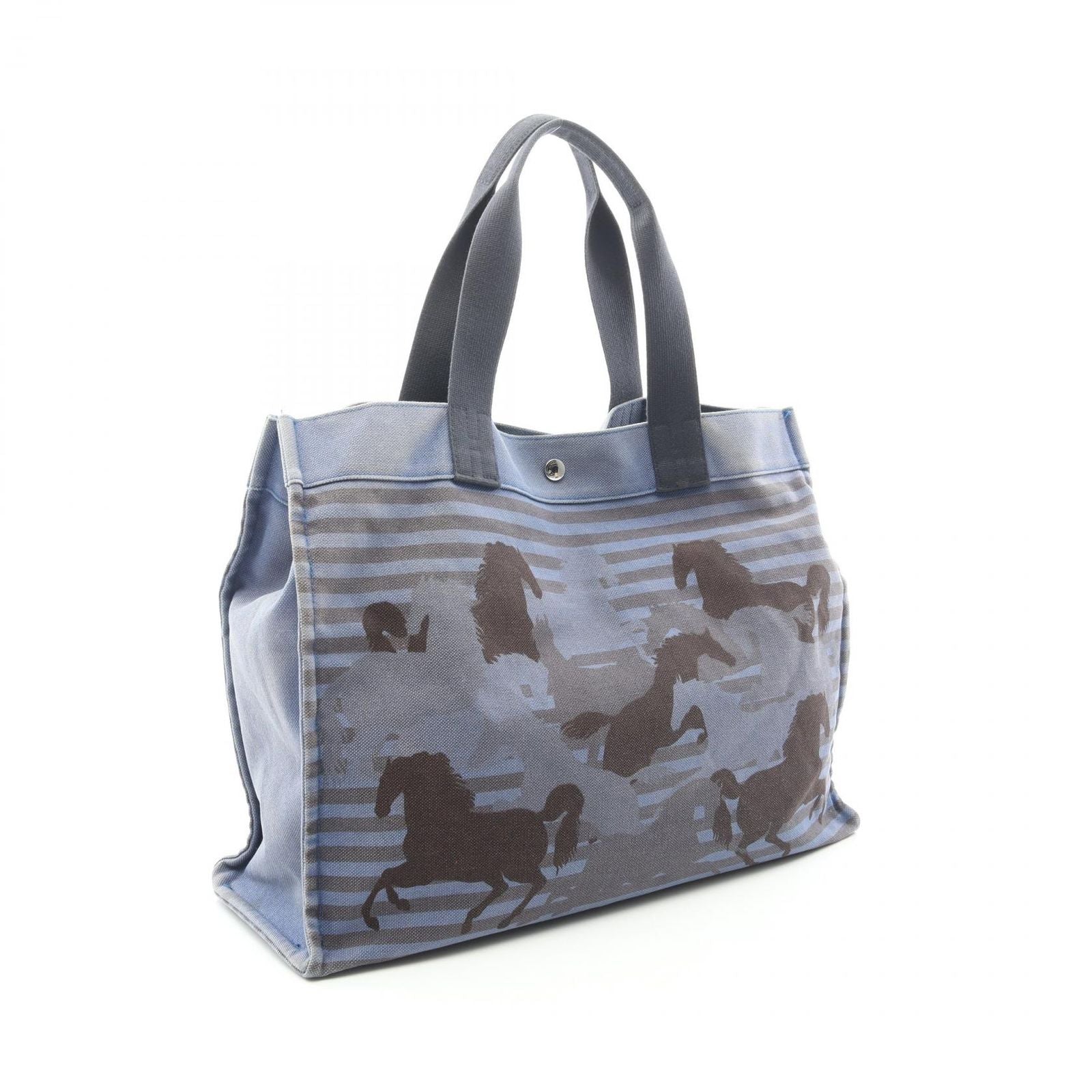 Hermes Tote Chevo en Camouflage Blue Black Canvas — view 2