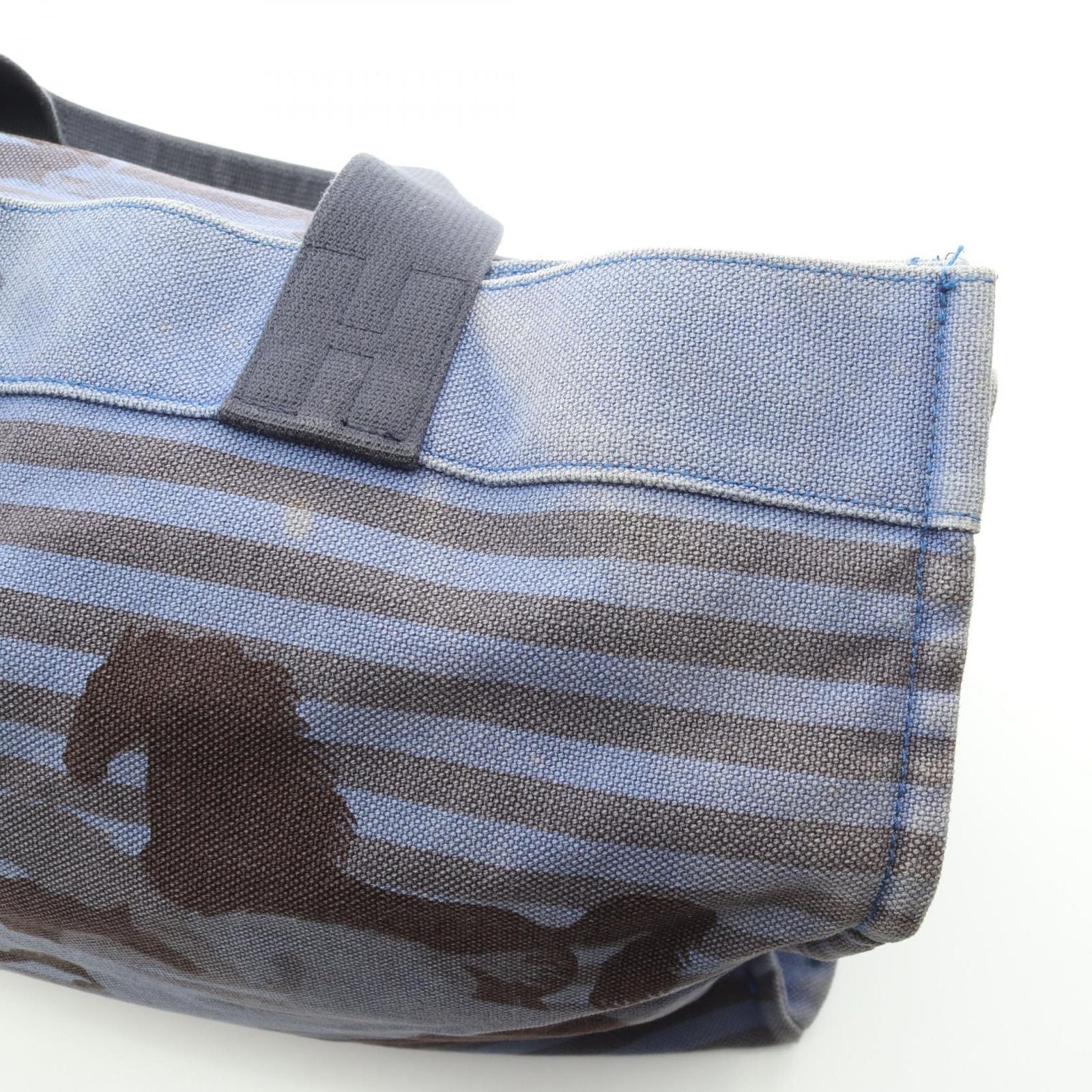 Hermes Tote Chevo en Camouflage Blue Black Canvas — view 9