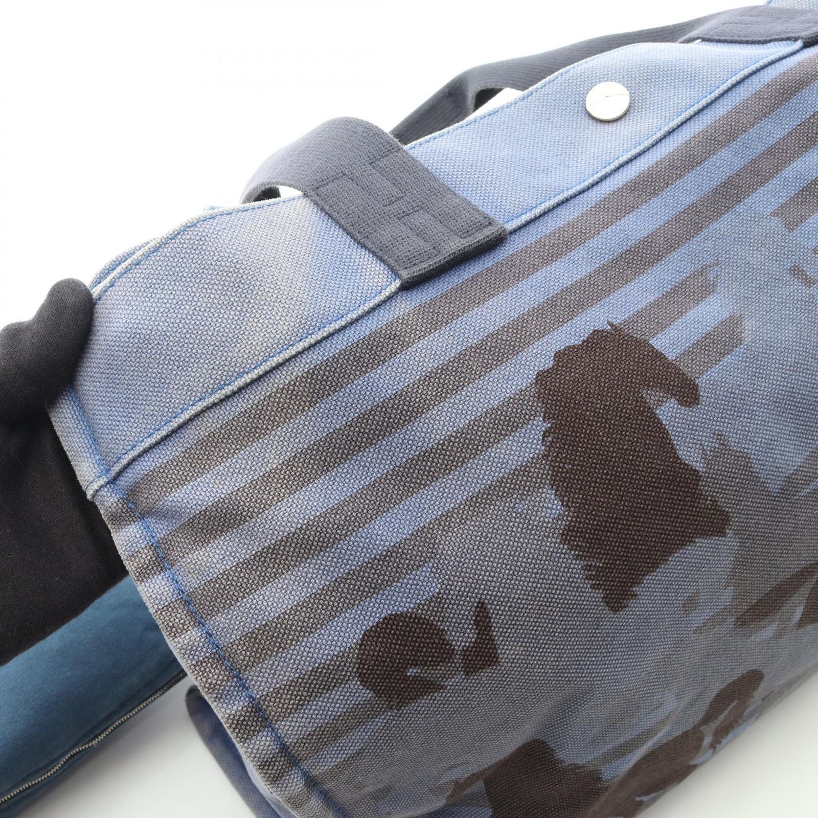 Hermes Tote Chevo en Camouflage Blue Black Canvas — view 8