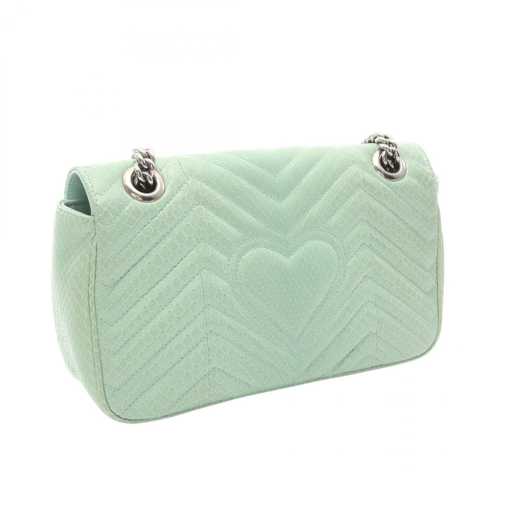 Gucci Shoulder Bag GG Marmont Quilted Small Light Green Exotic Cles the Chain — view 2