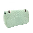 Gucci Shoulder Bag GG Marmont Quilted Small Light Green Exotic Cles the Chain — view 2