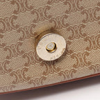 Celine Shoulder Bag Triomphe Beige Canvas Leather — view 6