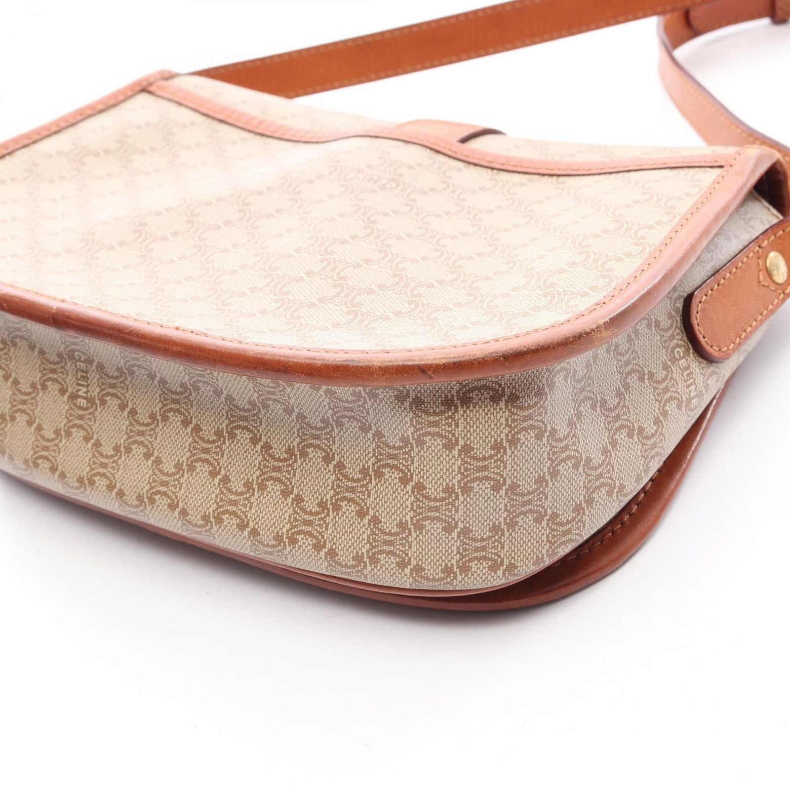 Celine Shoulder Bag Triomphe Beige Canvas Leather — view 9