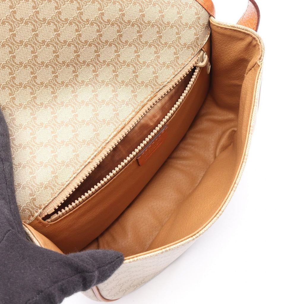 Celine Shoulder Bag Triomphe Beige Canvas Leather — view 3