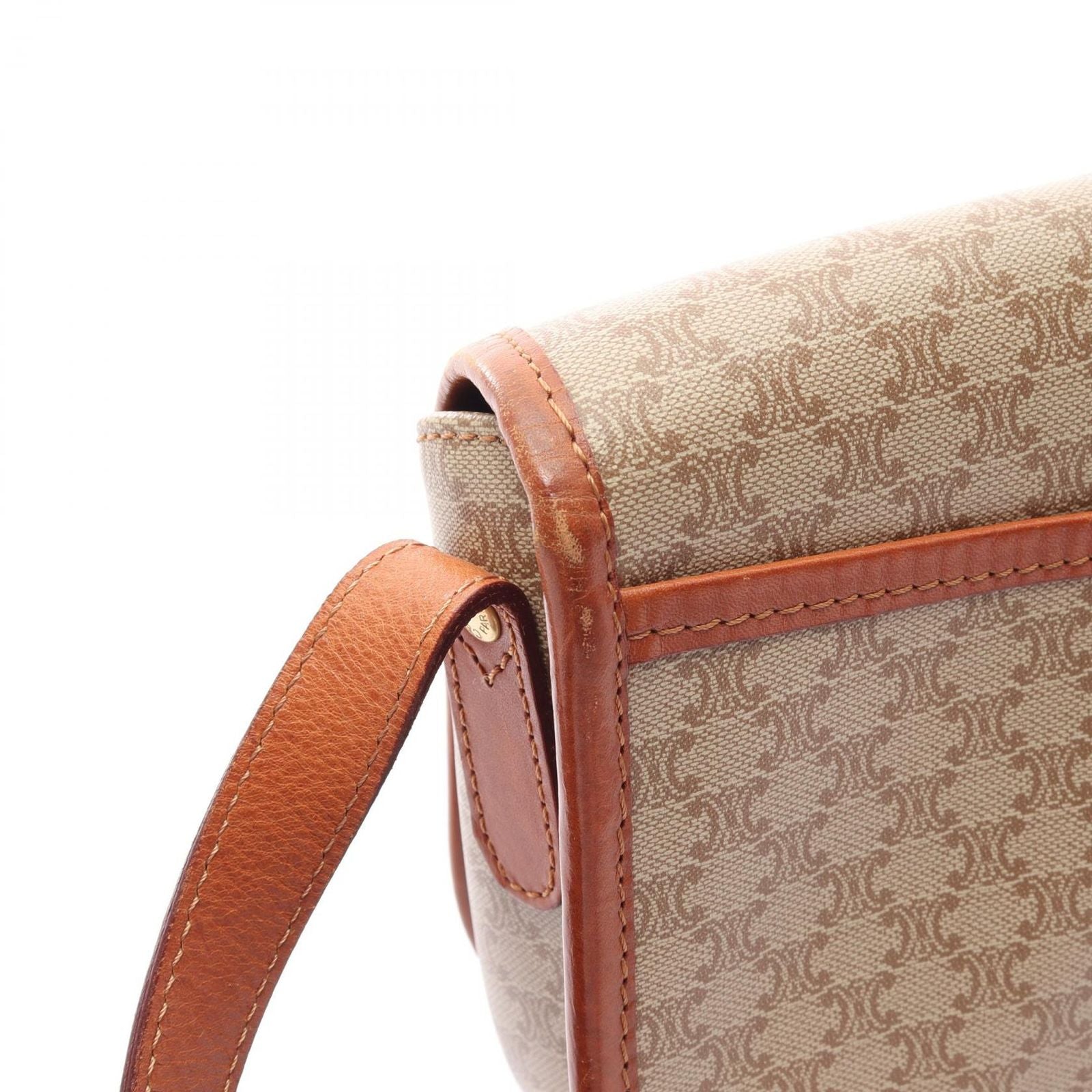 Celine Shoulder Bag Triomphe Beige Canvas Leather — view 8