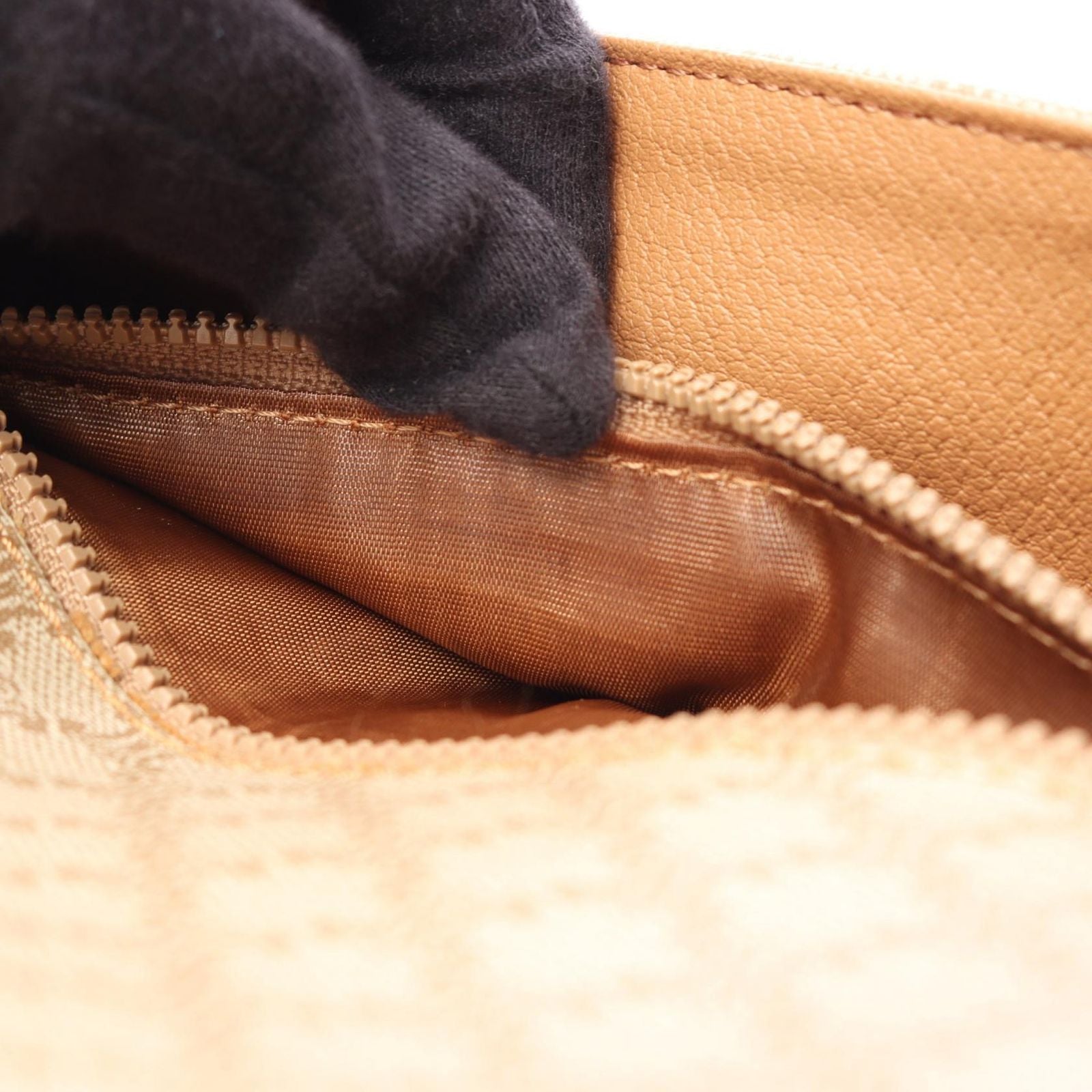 Celine Shoulder Bag Triomphe Beige Canvas Leather — view 5