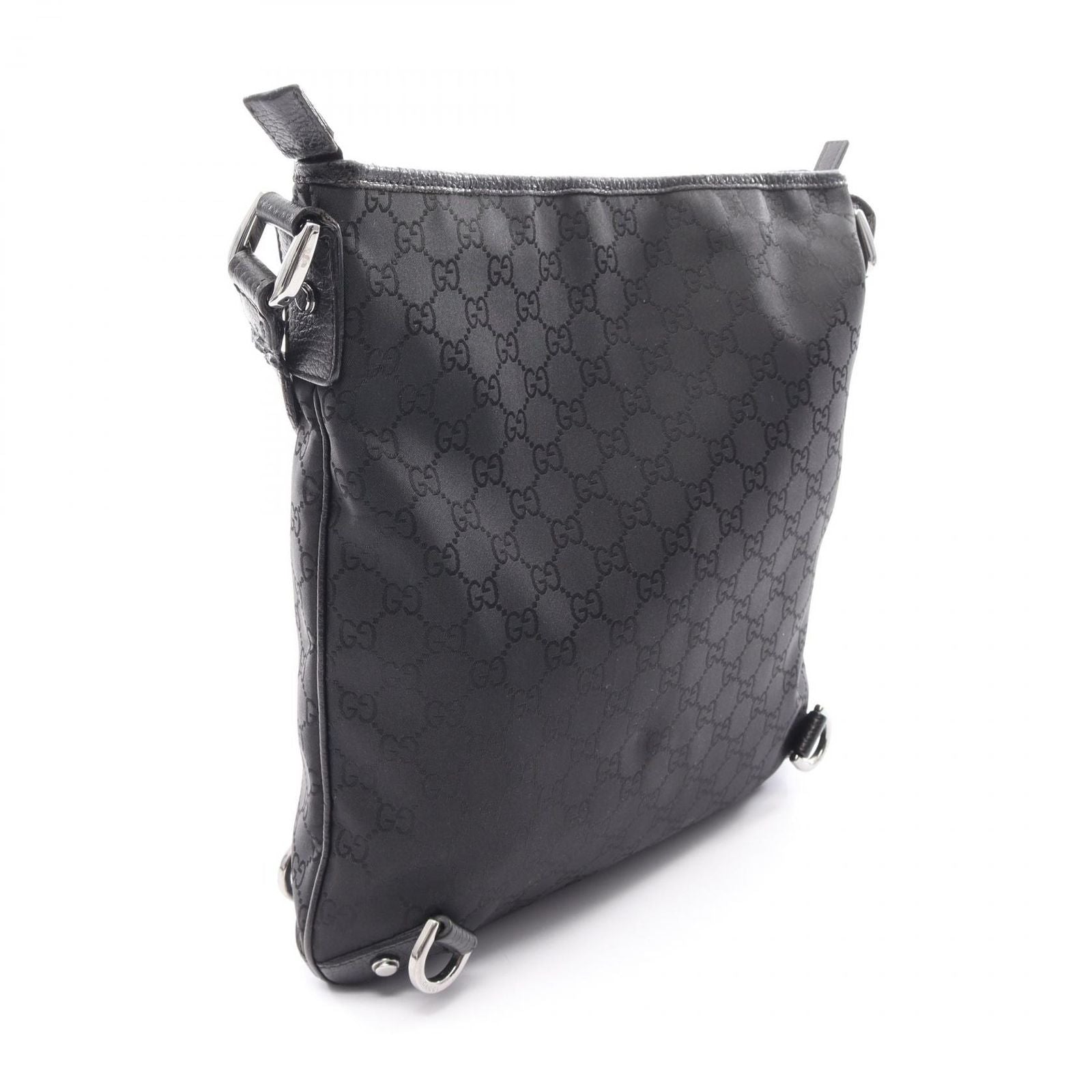 Gucci Shoulder Bag GG Pattern Abbey Black Nylon Leather — view 2