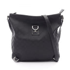Gucci Shoulder Bag GG Pattern Abbey Black Nylon Leather