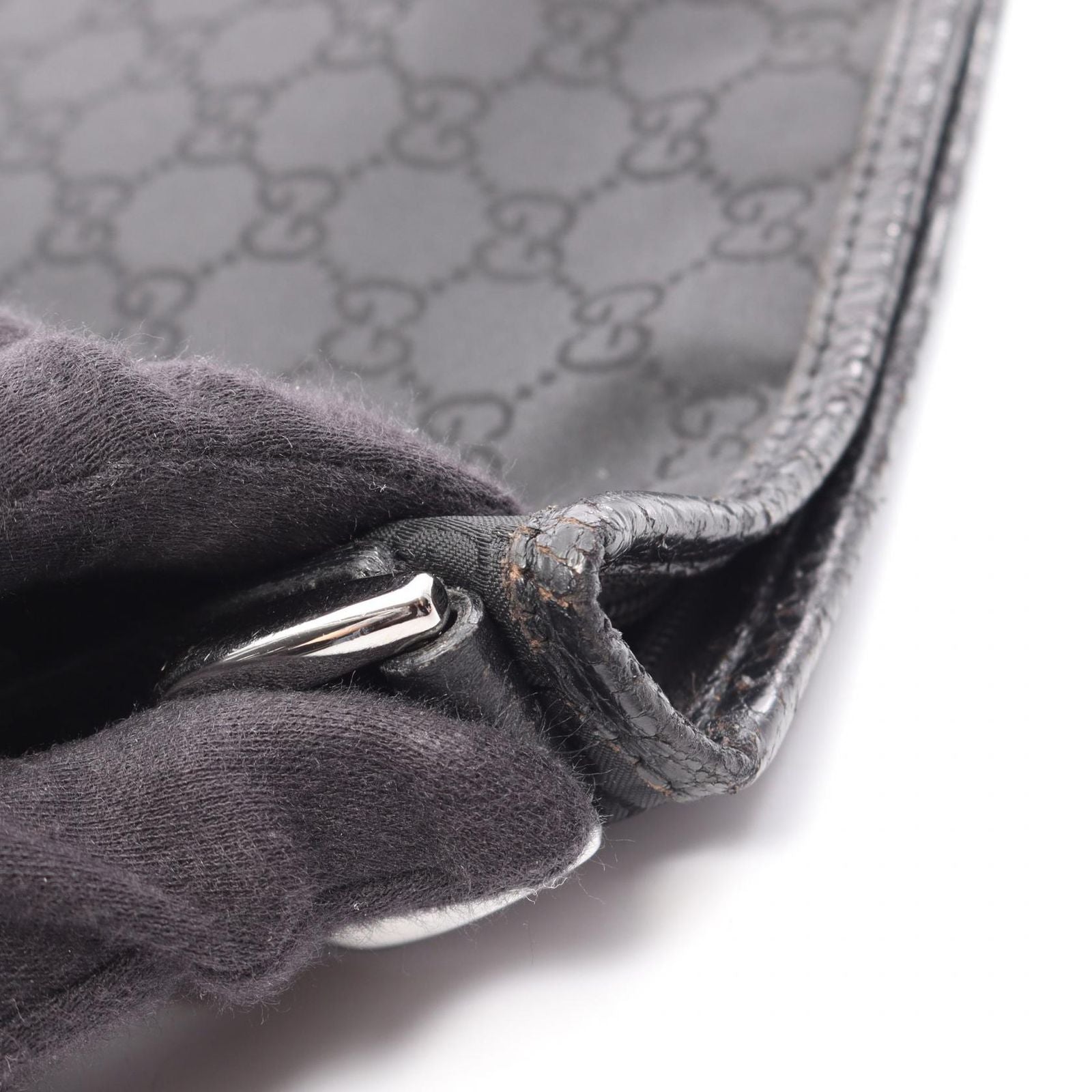 Gucci Shoulder Bag GG Pattern Abbey Black Nylon Leather — view 7