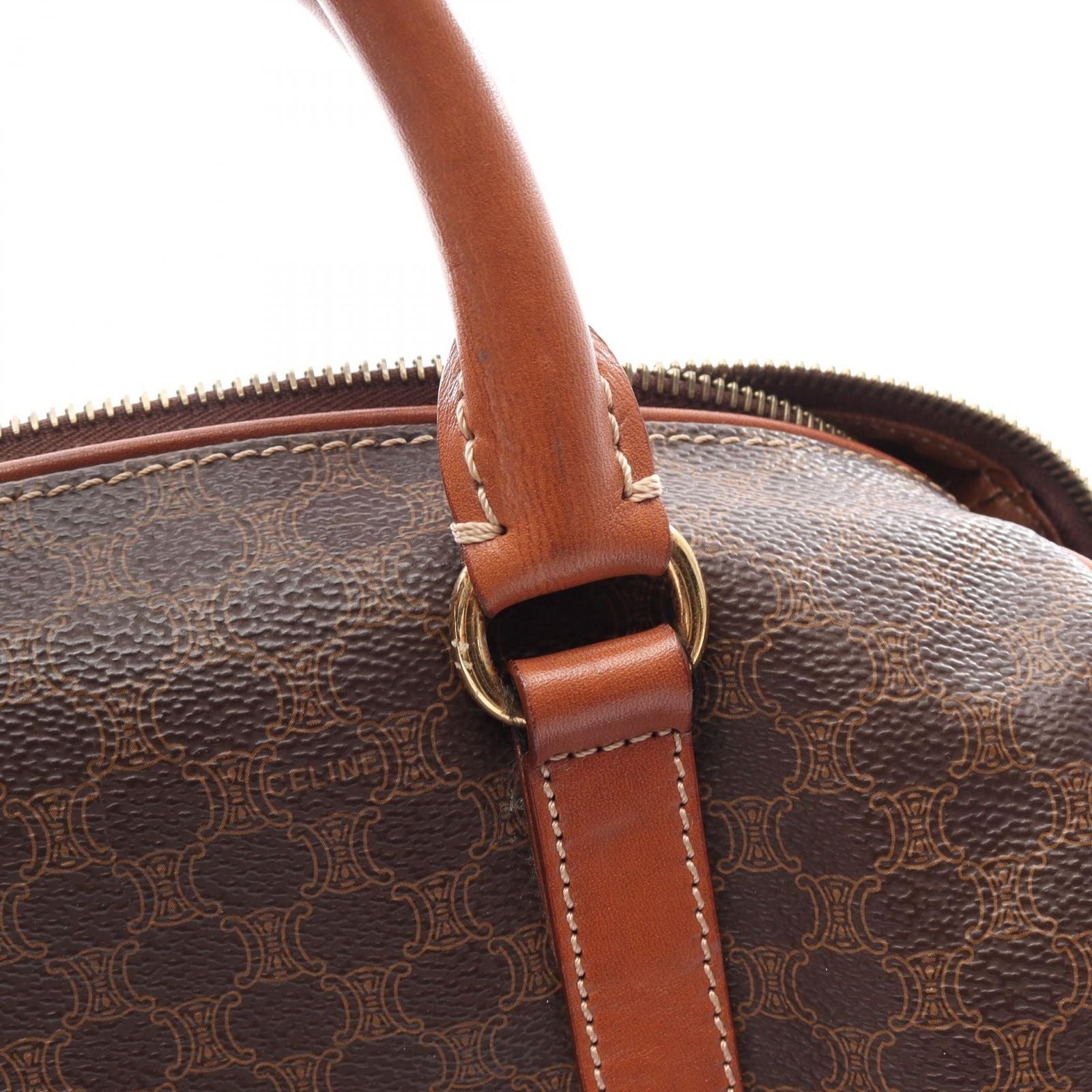 Celine Handbag Macadam Dark Brown Canvas Leather Mini Boston — view 7