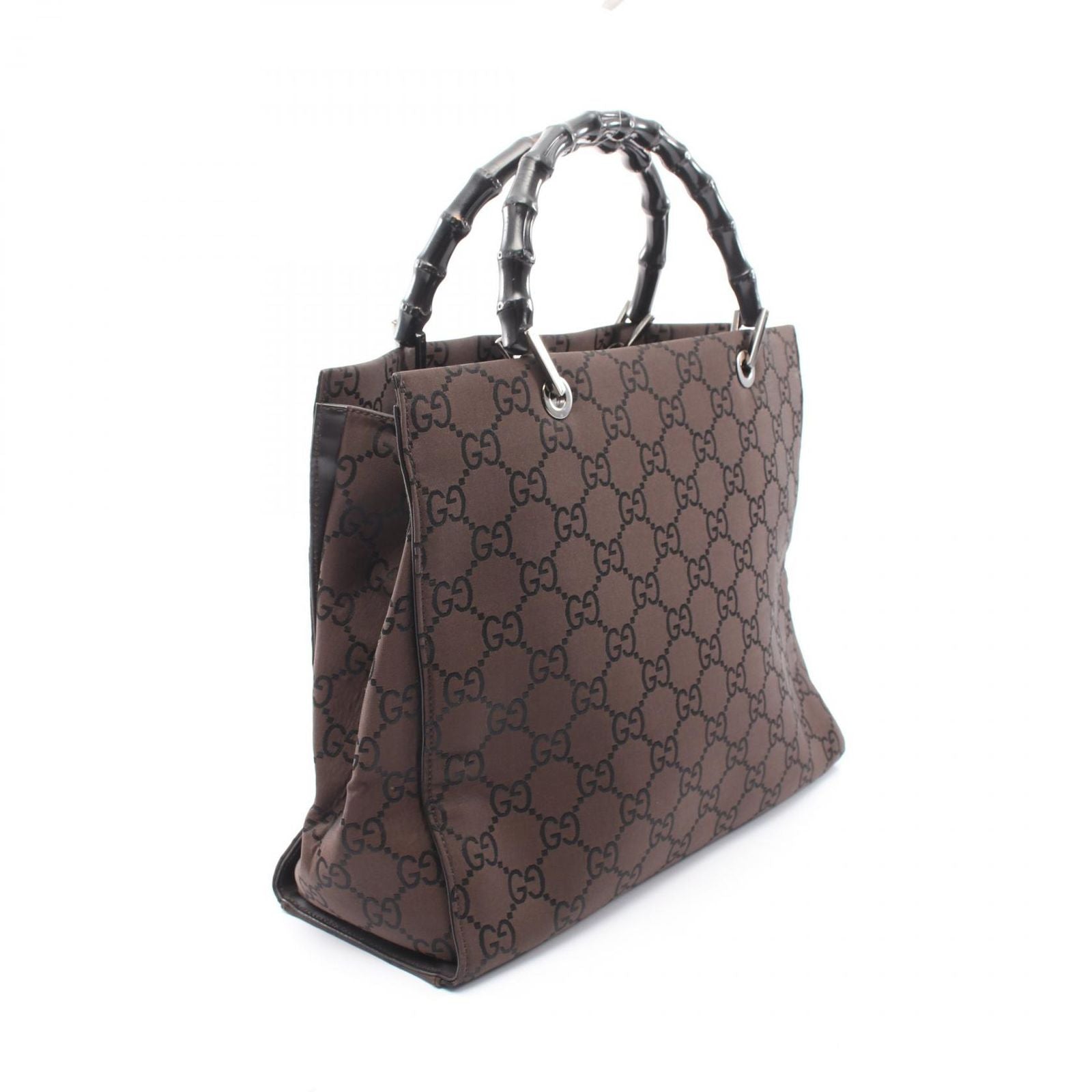 Gucci Tote Bamboo GG Pattern 002 Dark Brown Canvas — view 2