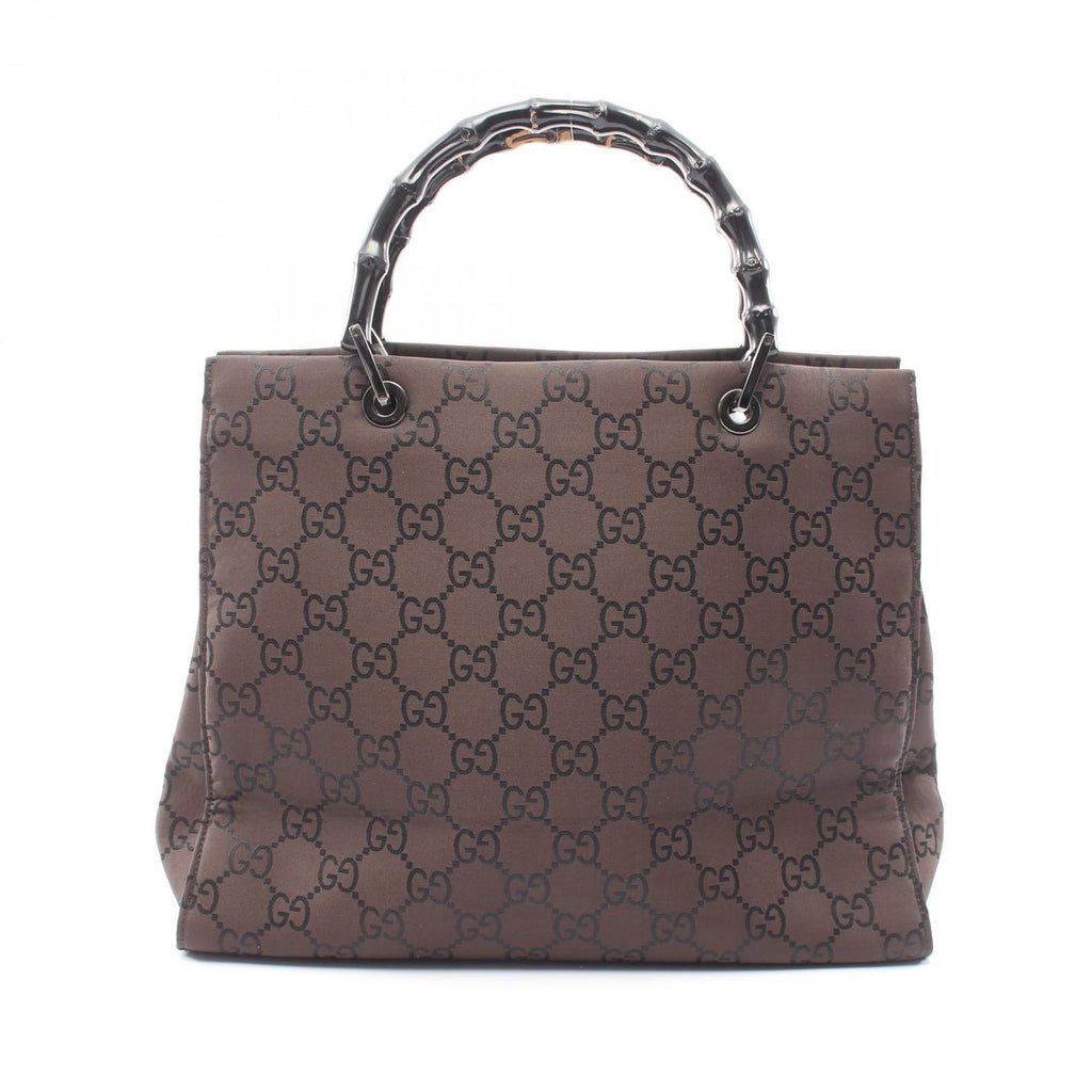 Gucci Tote Bamboo GG Pattern 002 Dark Brown Canvas