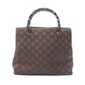 Gucci Tote Bamboo GG Pattern 002 Dark Brown Canvas
