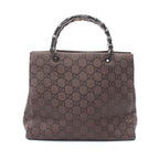 Gucci Tote Bamboo GG Pattern 002 Dark Brown Canvas