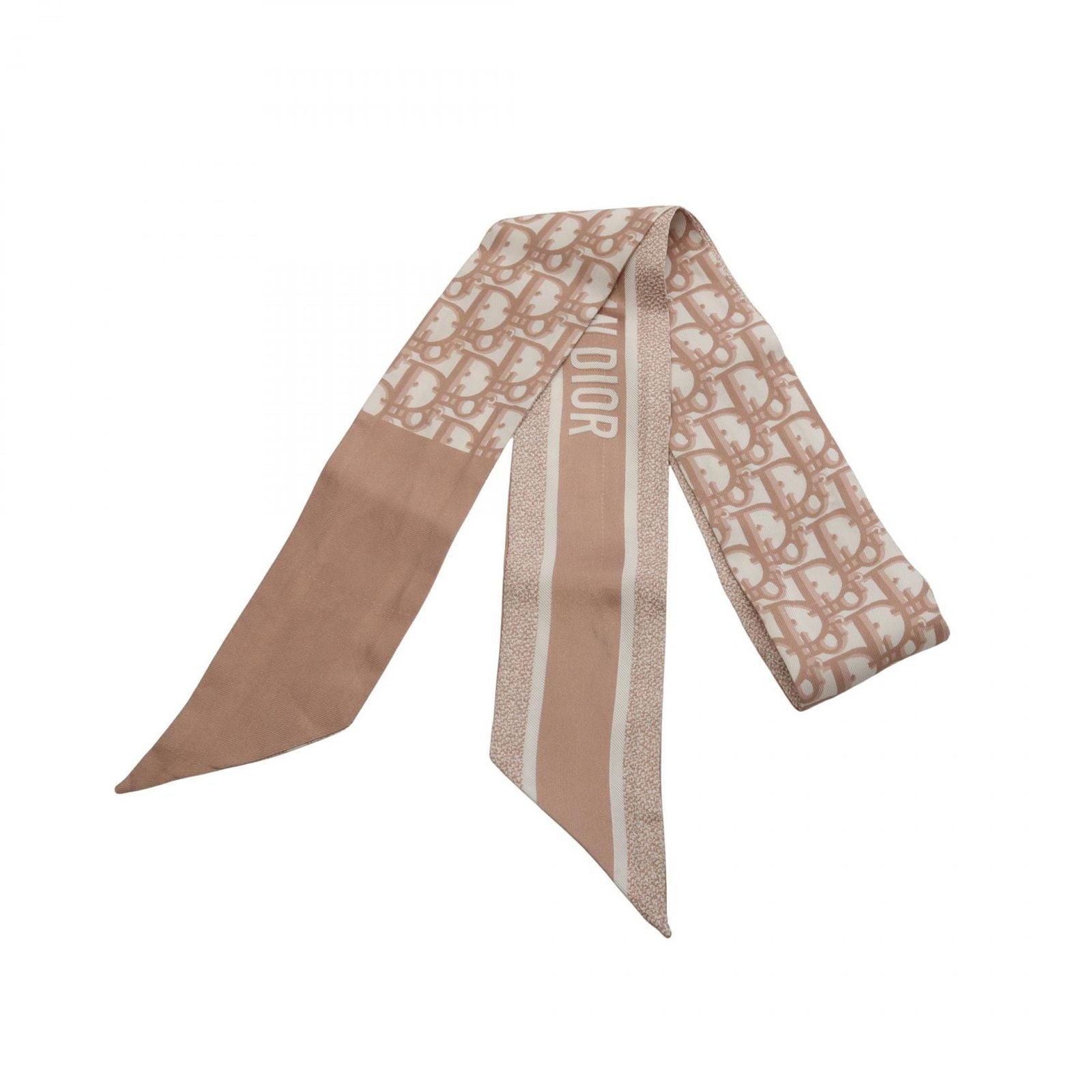 Dior Scarf Mizza Oblique Ribbon Beige Silk