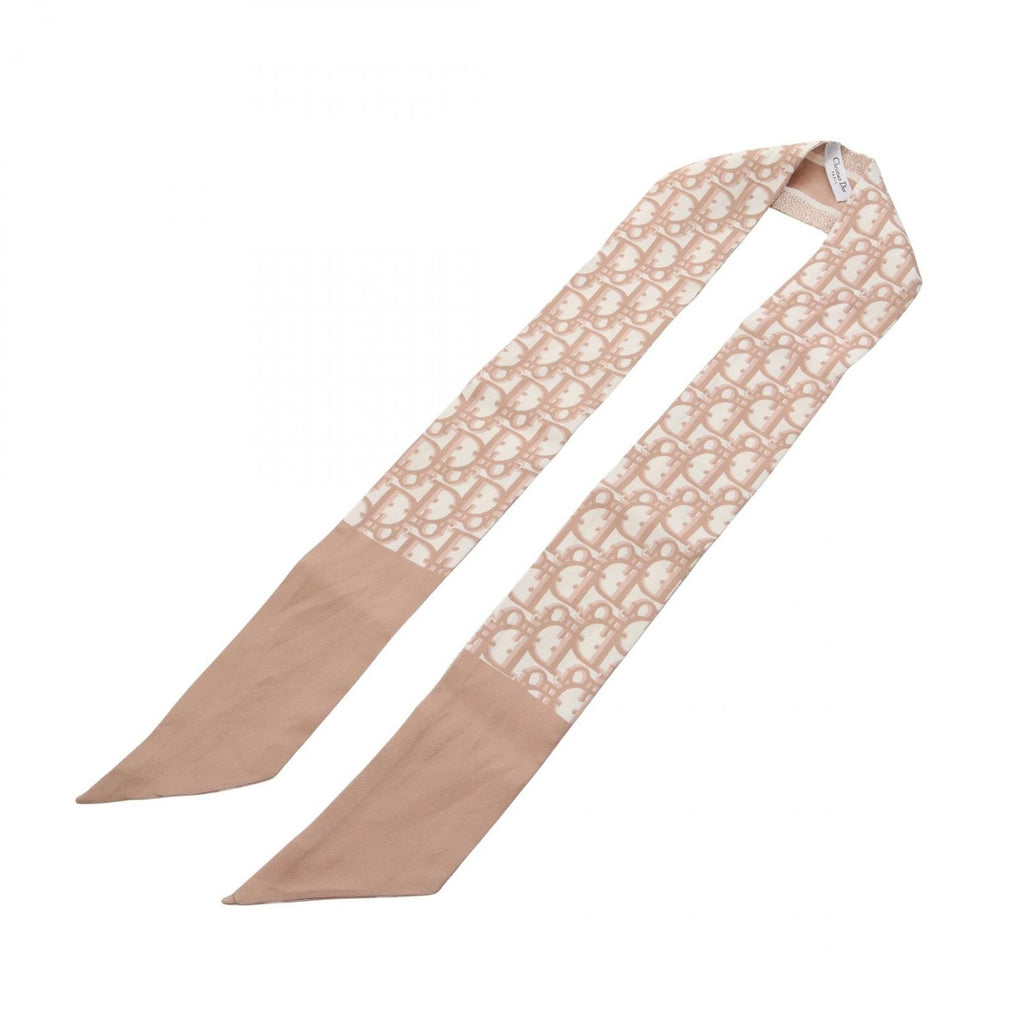 Dior Scarf Mizza Oblique Ribbon Beige Silk — view 2