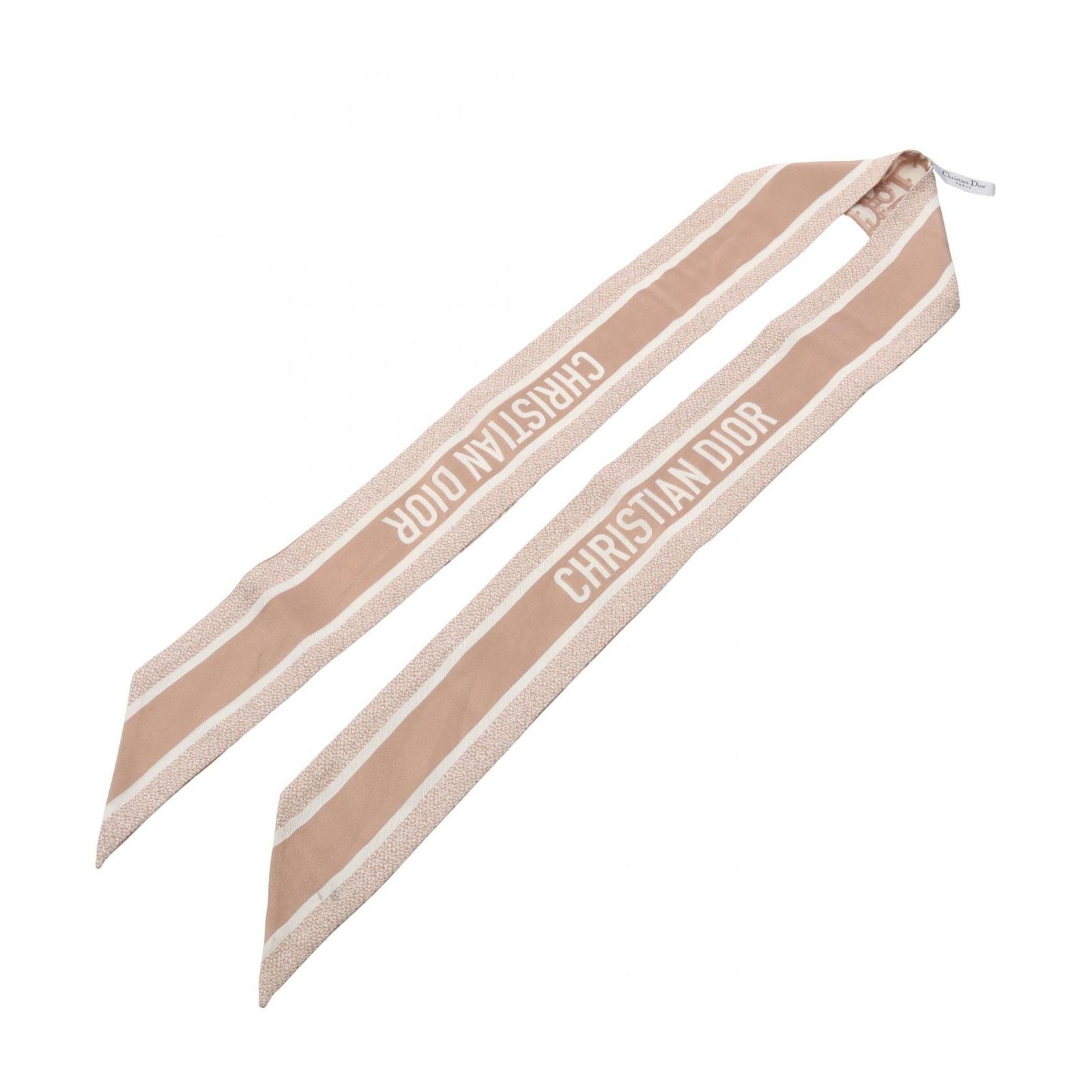 Dior Scarf Mizza Oblique Ribbon Beige Silk — view 3
