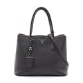Prada Tote Triangle Logo 2-Way Black Leather