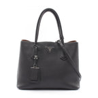 Prada Tote Triangle Logo 2-Way Black Leather