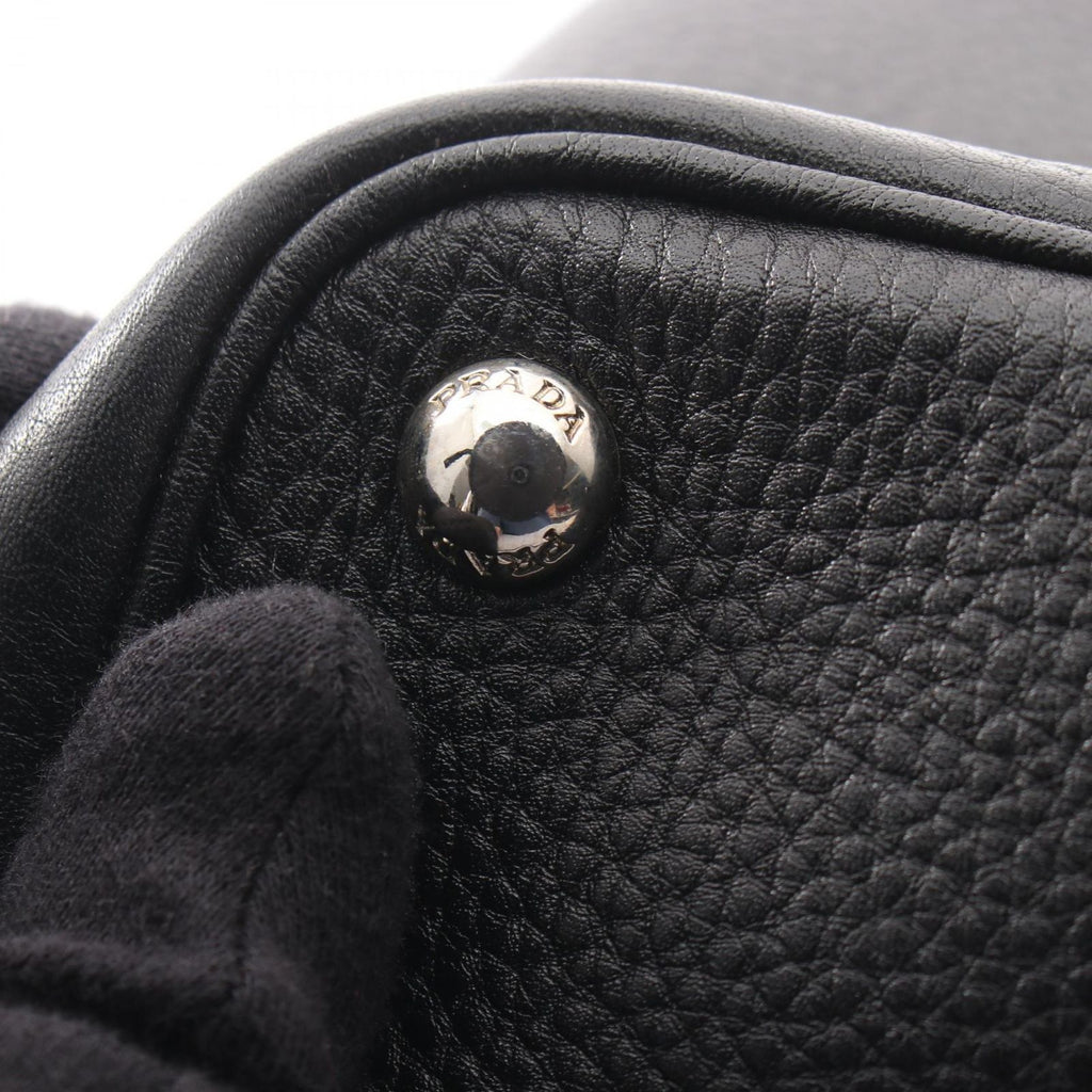 Prada Tote Triangle Logo 2-Way Black Leather — view 8