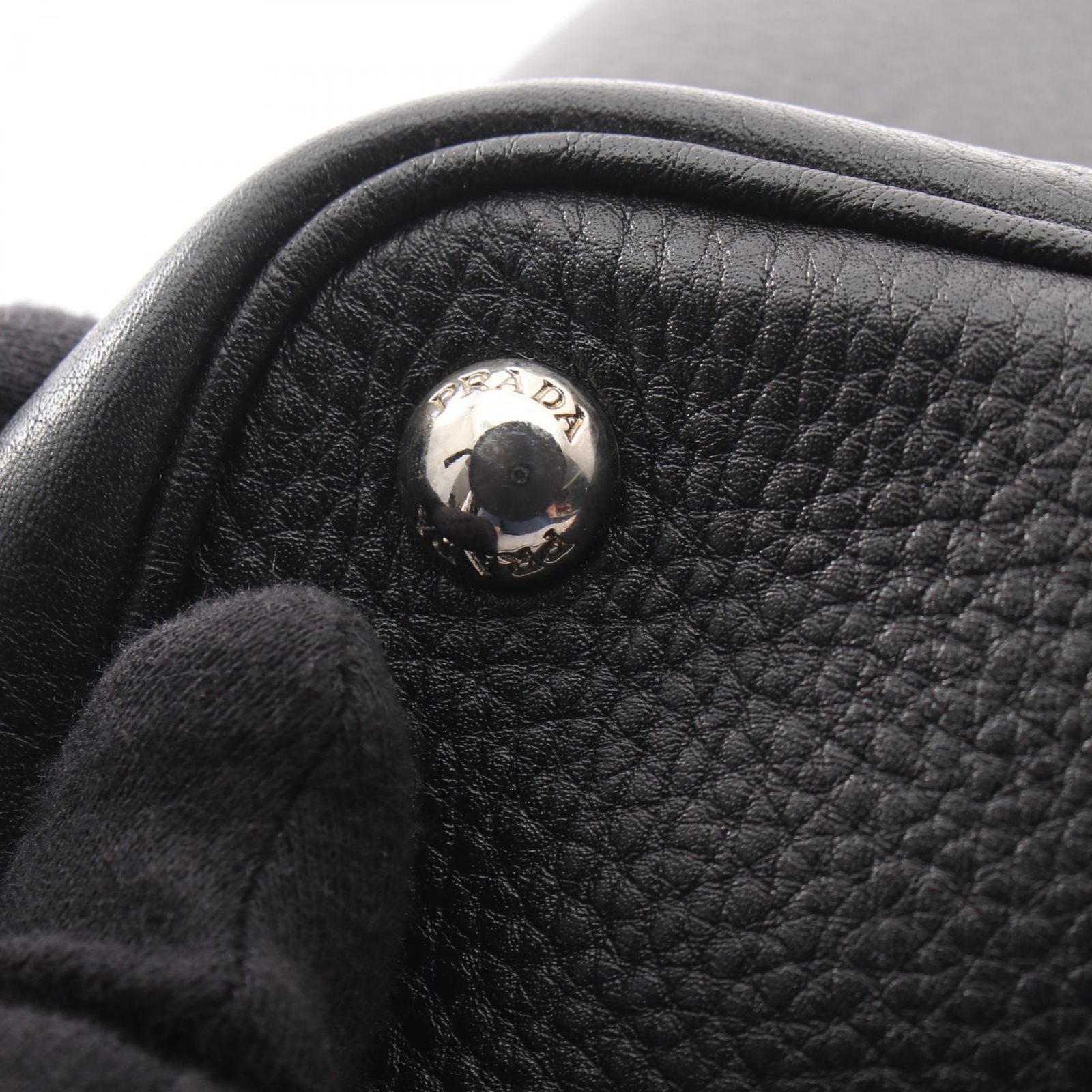 Prada Tote Triangle Logo 2-Way Black Leather — view 8