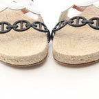 Hermes Sandals Gwen Espadrilles Brown Leather White Black — view 7