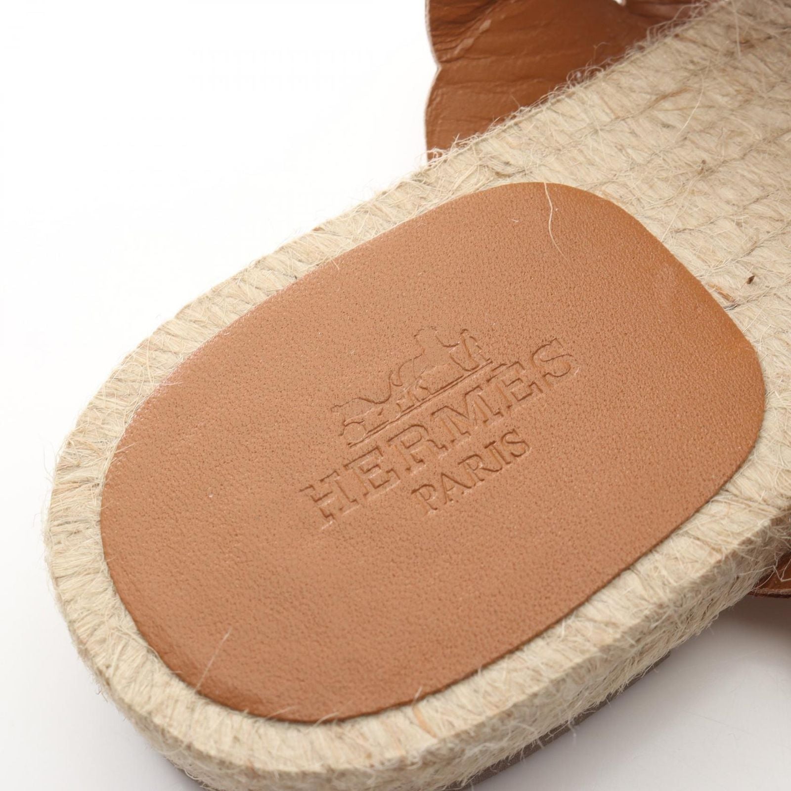 Hermes Sandals Gwen Espadrilles Brown Leather White Black — view 5