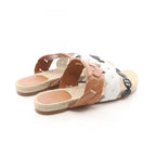 Hermes Sandals Gwen Espadrilles Brown Leather White Black — view 2