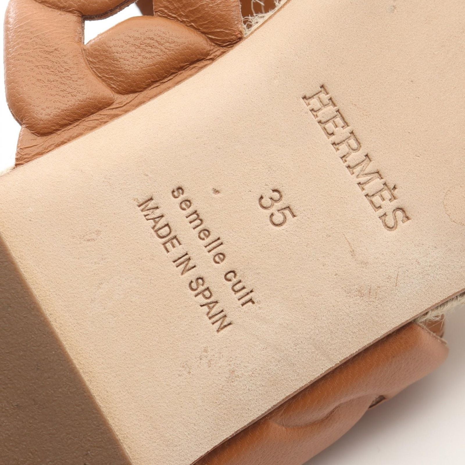 Hermes Sandals Gwen Espadrilles Brown Leather White Black — view 6