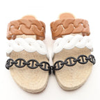 Hermes Sandals Gwen Espadrilles Brown Leather White Black — view 8