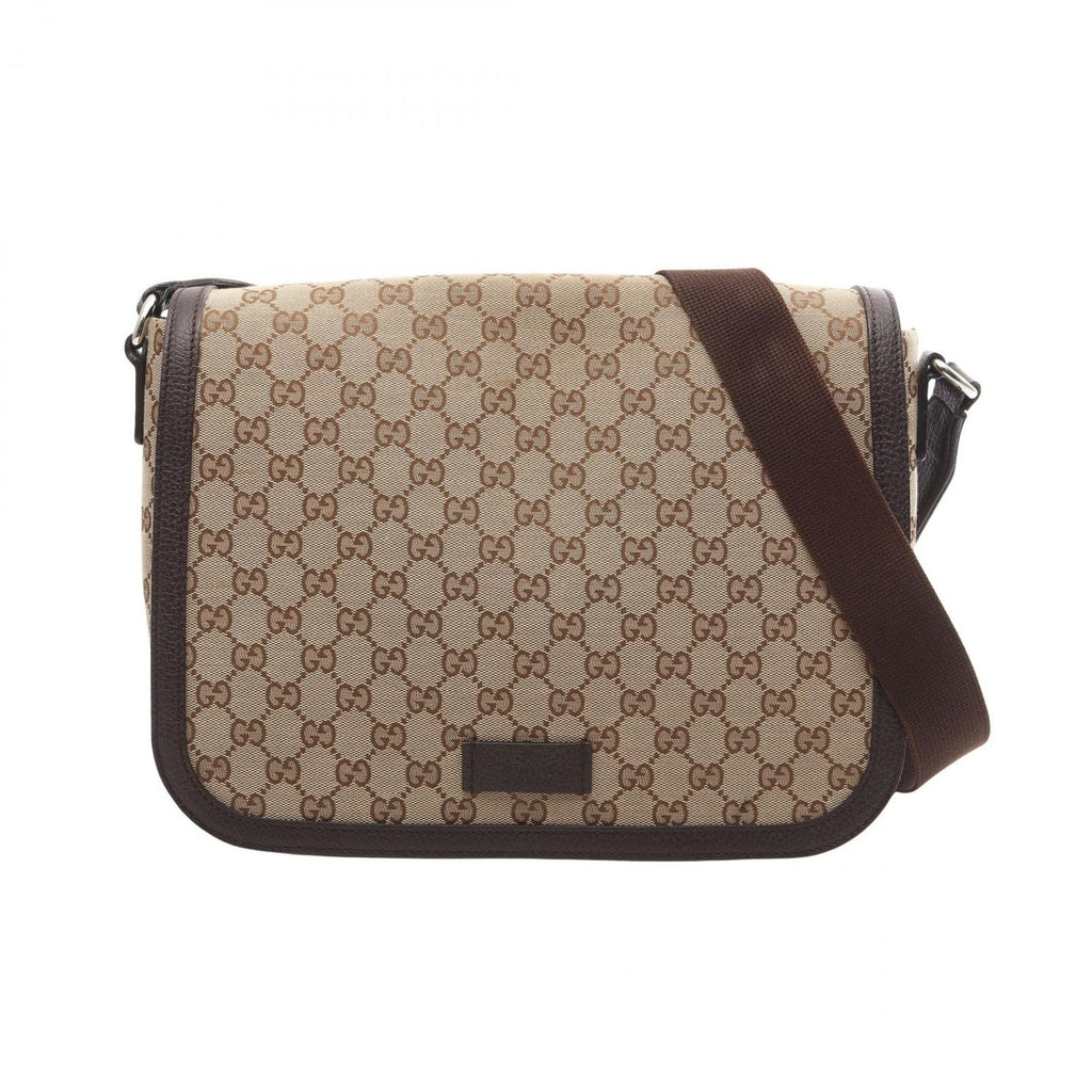 Gucci Shoulder Bag GG Canvas Beige Dark Brown