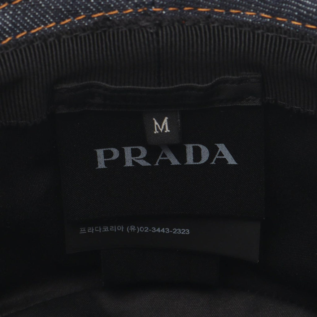 Prada Hat Triangle Plate Denim Bucket — view 4