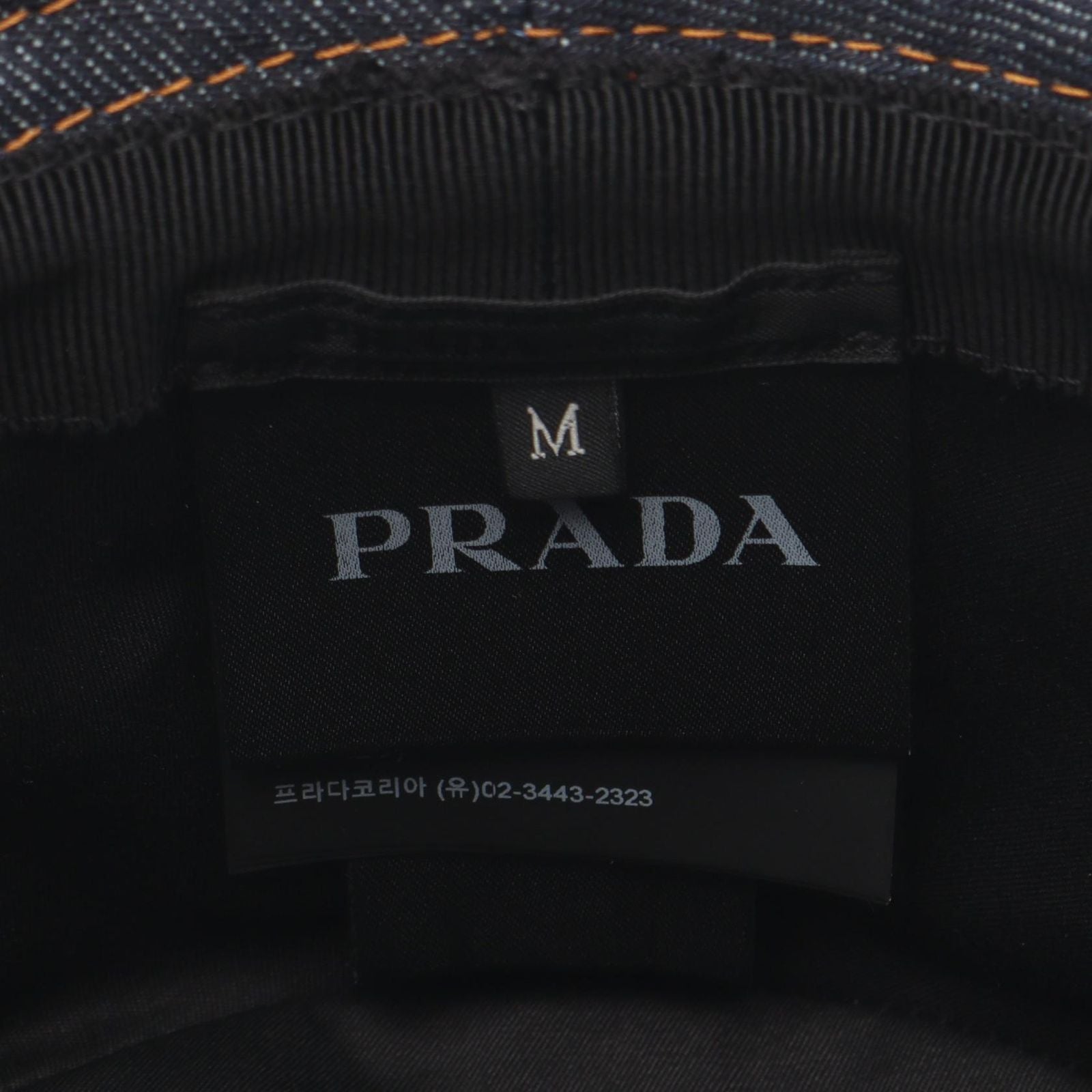Prada Hat Triangle Plate Denim Bucket — view 4