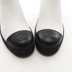 Chanel Boots CC Logo White Black Leather Short — view 9