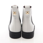 Chanel Boots CC Logo White Black Leather Short — view 8