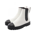 Chanel Boots CC Logo White Black Leather Short
