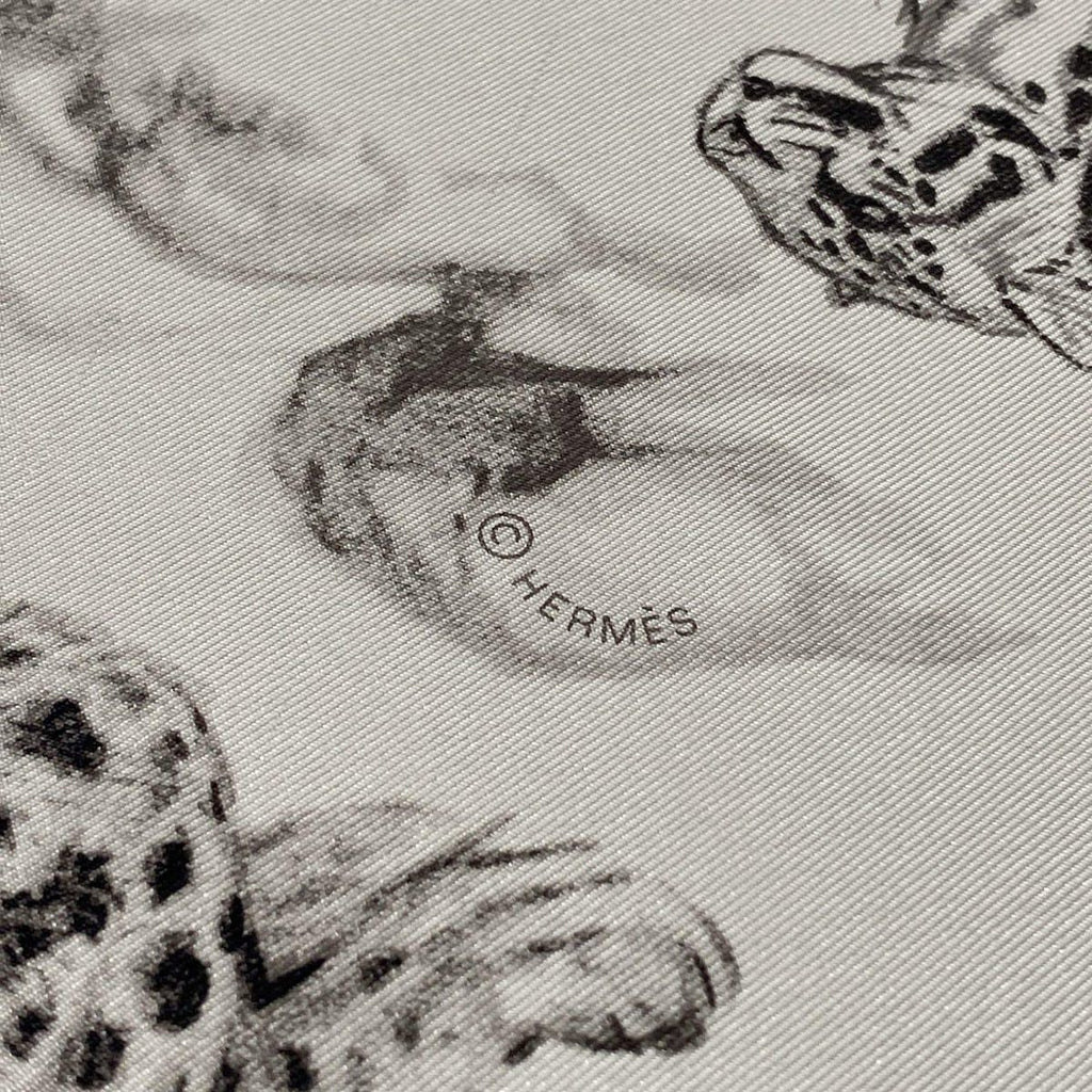 Hermes Scarf Carre 90 Gray Ju Black Tiger Atelier Robert Darre — view 2
