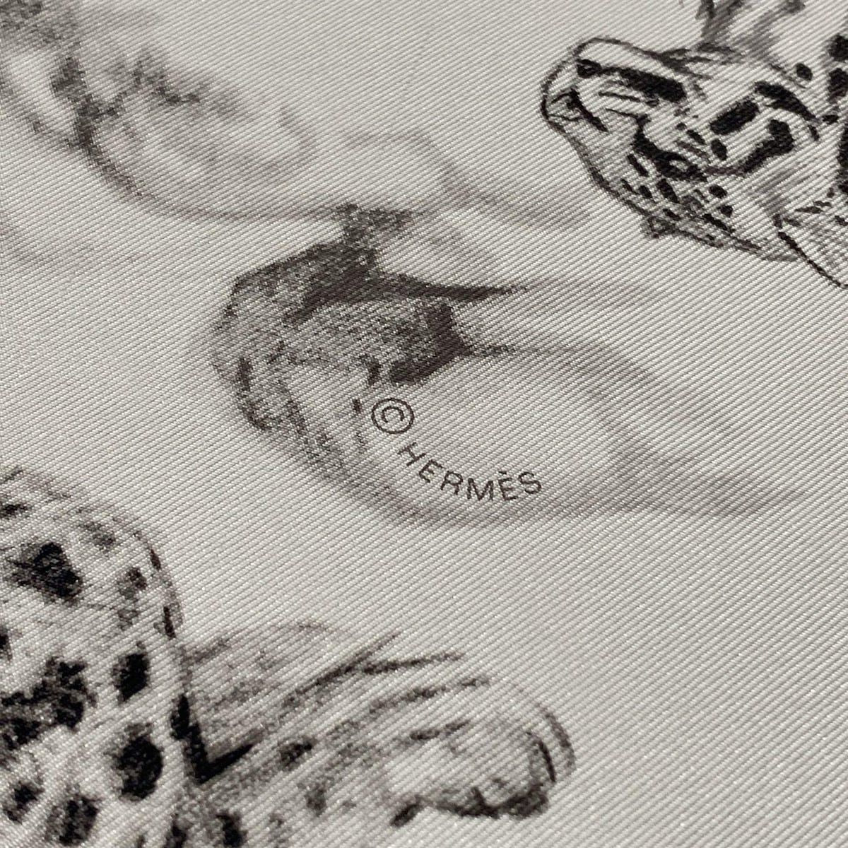 Hermes Scarf Carre 90 Gray Ju Black Tiger Atelier Robert Darre — view 2