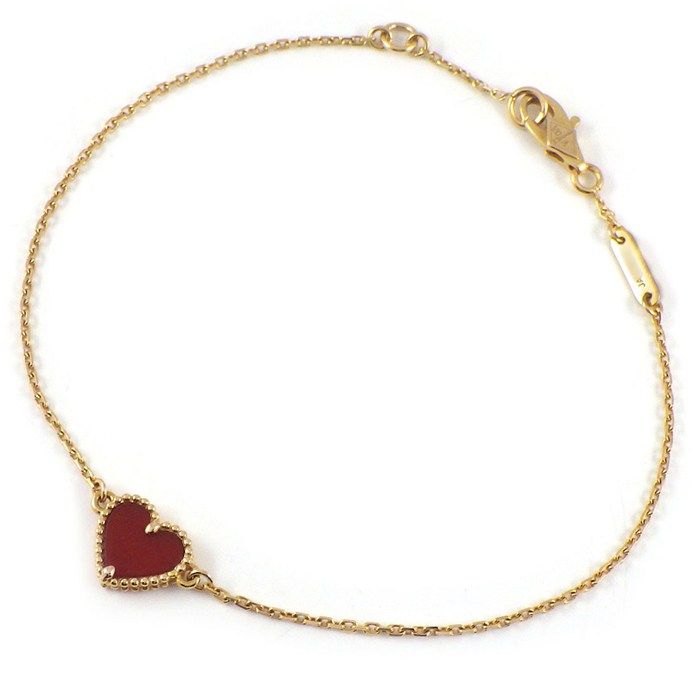 Van Cleef & Arpels Bracelet Sweet Alhambra Heart Carnelian 18k Pink Gold