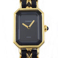 Chanel Watch Premier M Octagonal Black Dial Chain Bracelet Leather Quartz Analog
