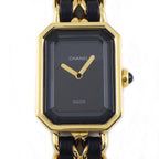 Chanel Watch Premier M Octagonal Black Dial Chain Bracelet Leather Quartz Analog