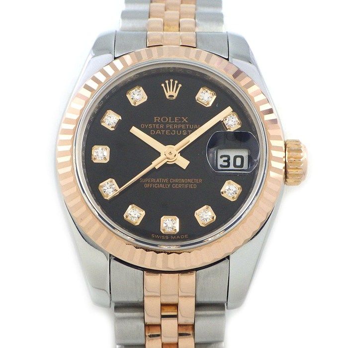 Rolex Watch Datejust Number Roulett 10 Points Diamond Index Black Dial Date