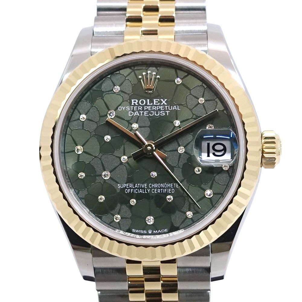 Rolex Watch Datejust 31 Olive Green Floral SS YG Automatic Winding Jubilee
