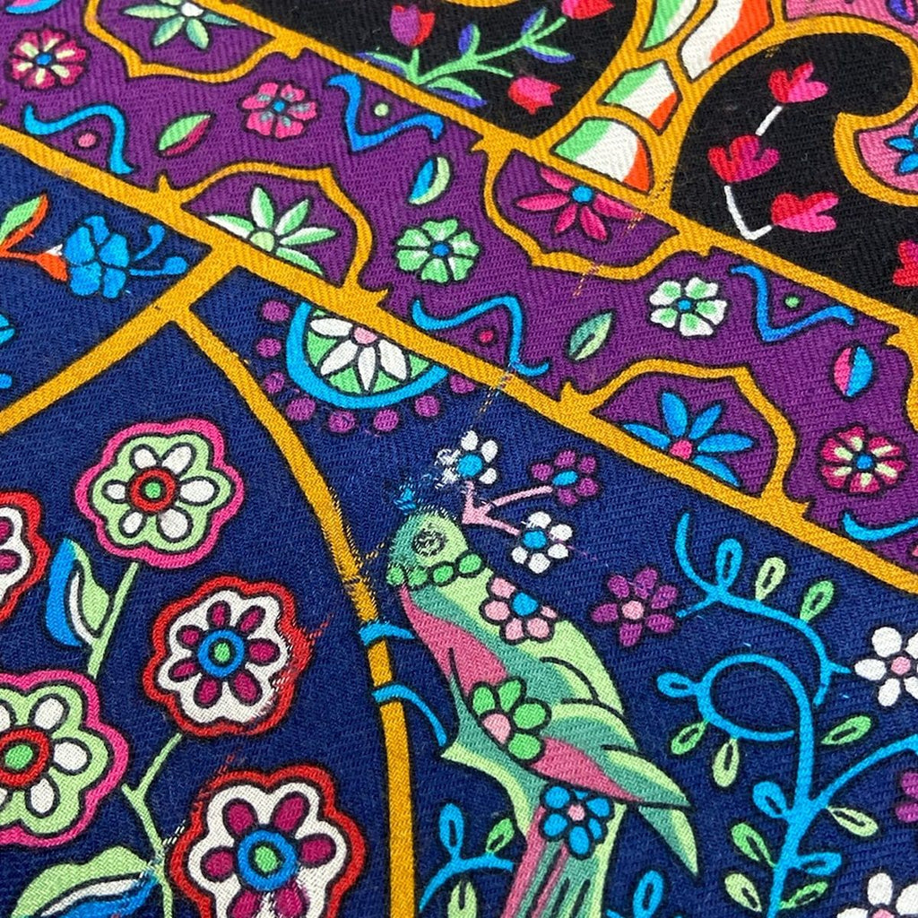 Hermes Shawl Carre Geant 140 Black Orange Multi Au Pays Des Oiseaux Fleurs in — view 5