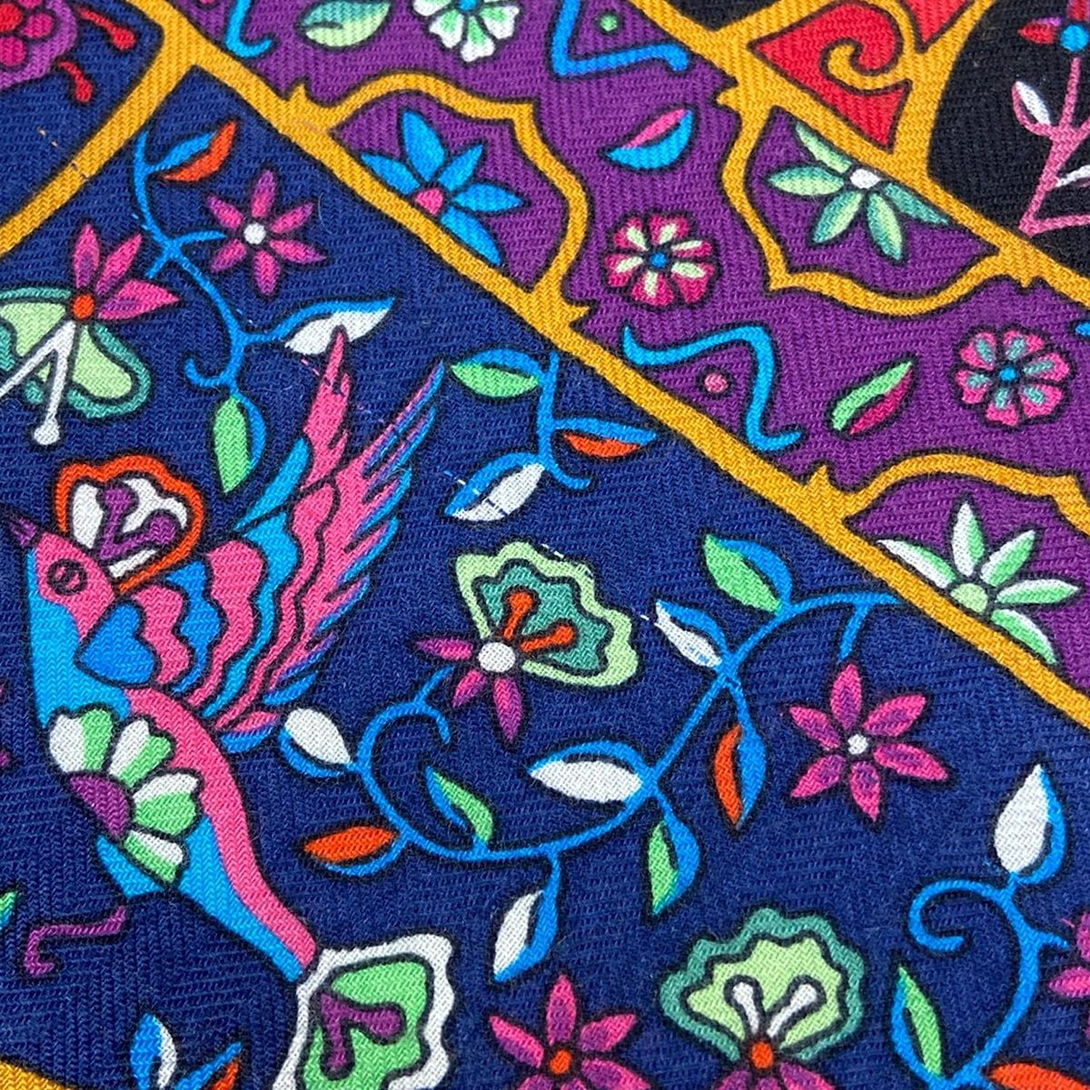 Hermes Shawl Carre Geant 140 Black Orange Multi Au Pays Des Oiseaux Fleurs in — view 6