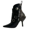 Louis Vuitton Short Boots 34.5 Black Dark Brown Janet Line Leather
