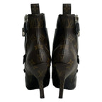 Louis Vuitton Short Boots 34.5 Black Dark Brown Janet Line Leather — view 3