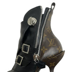 Louis Vuitton Short Boots 34.5 Black Dark Brown Janet Line Leather — view 5